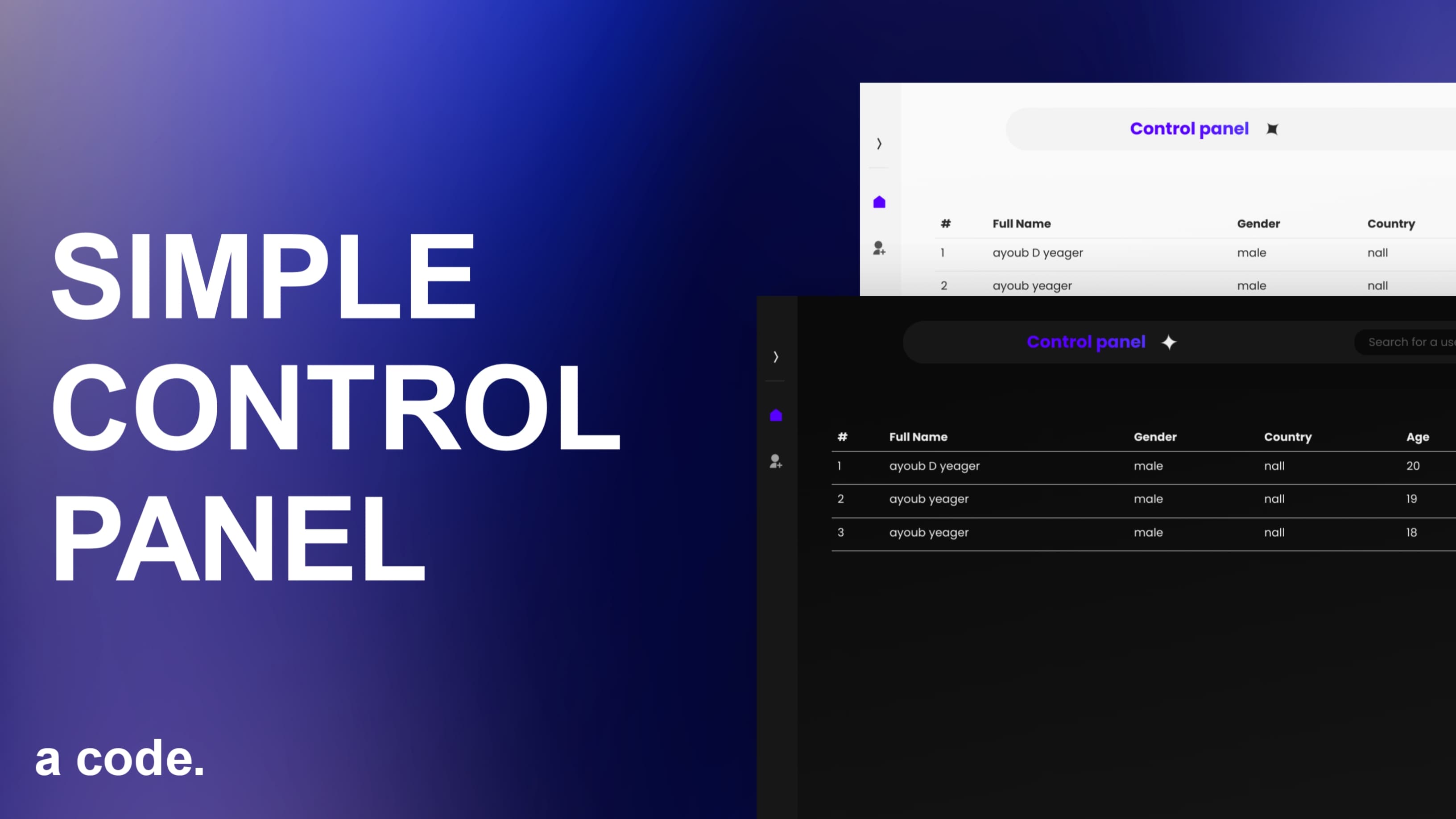 Simple Dashboard project preview